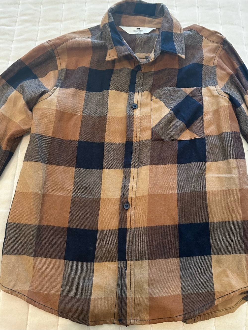 H&M Brown & Navy Plaid Button-Down Shirt